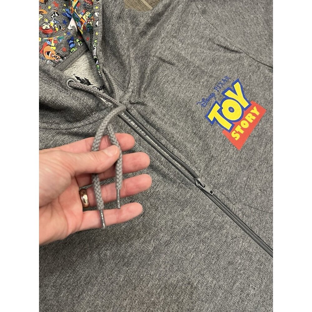 Disney Toy Story Hoodie Women’s Size Large Gray 100% Cotton Zip Pockets Pixar - Picture 11 of 13